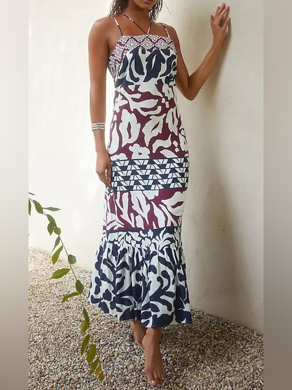 Anthropologie Tiered Strappy Maxi Dress, Size 2X, NWT.